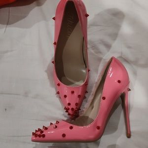Tikicup pink with red spikes heels